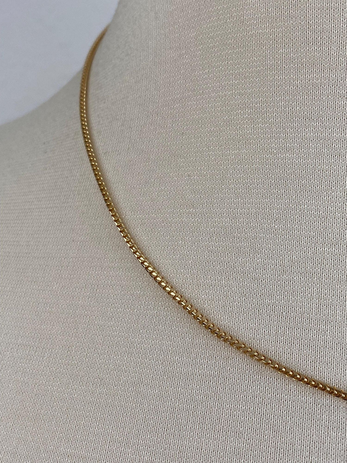 Solid 14k Yellow Gold Square Wheat Franco Chain Necklace - 18.25 inches