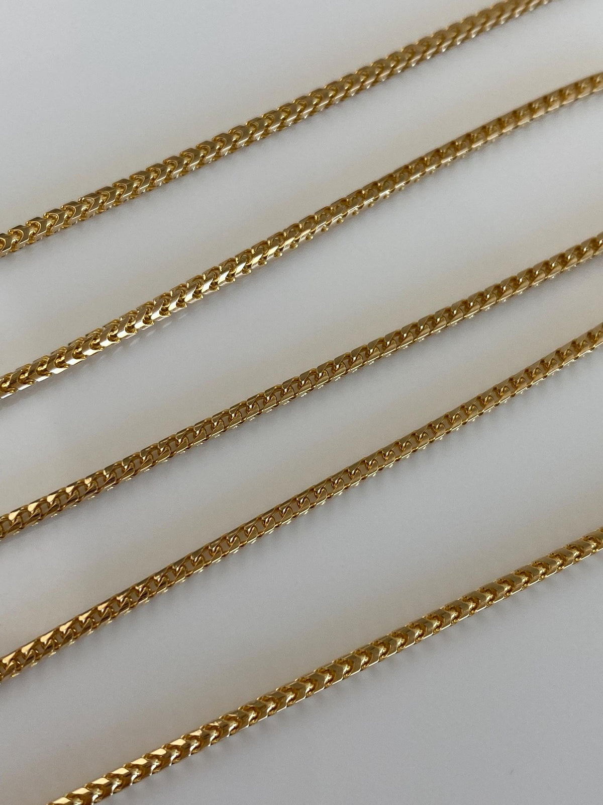 Solid 14k Yellow Gold Square Wheat Franco Chain Necklace - 18.25 inches