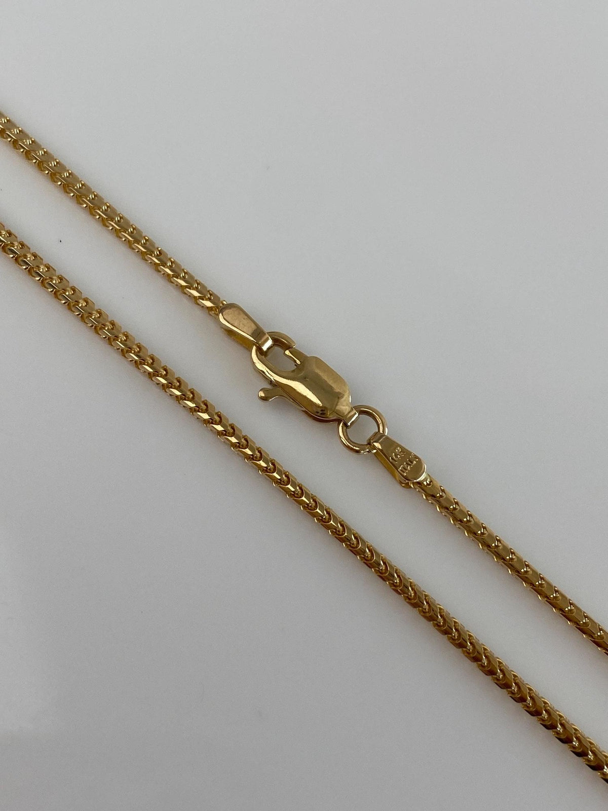 Solid 14k Yellow Gold Square Wheat Franco Chain Necklace - 18.25 inches