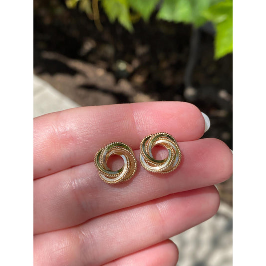 Vintage Solid 14k Yellow Gold Knot Stud Earrings