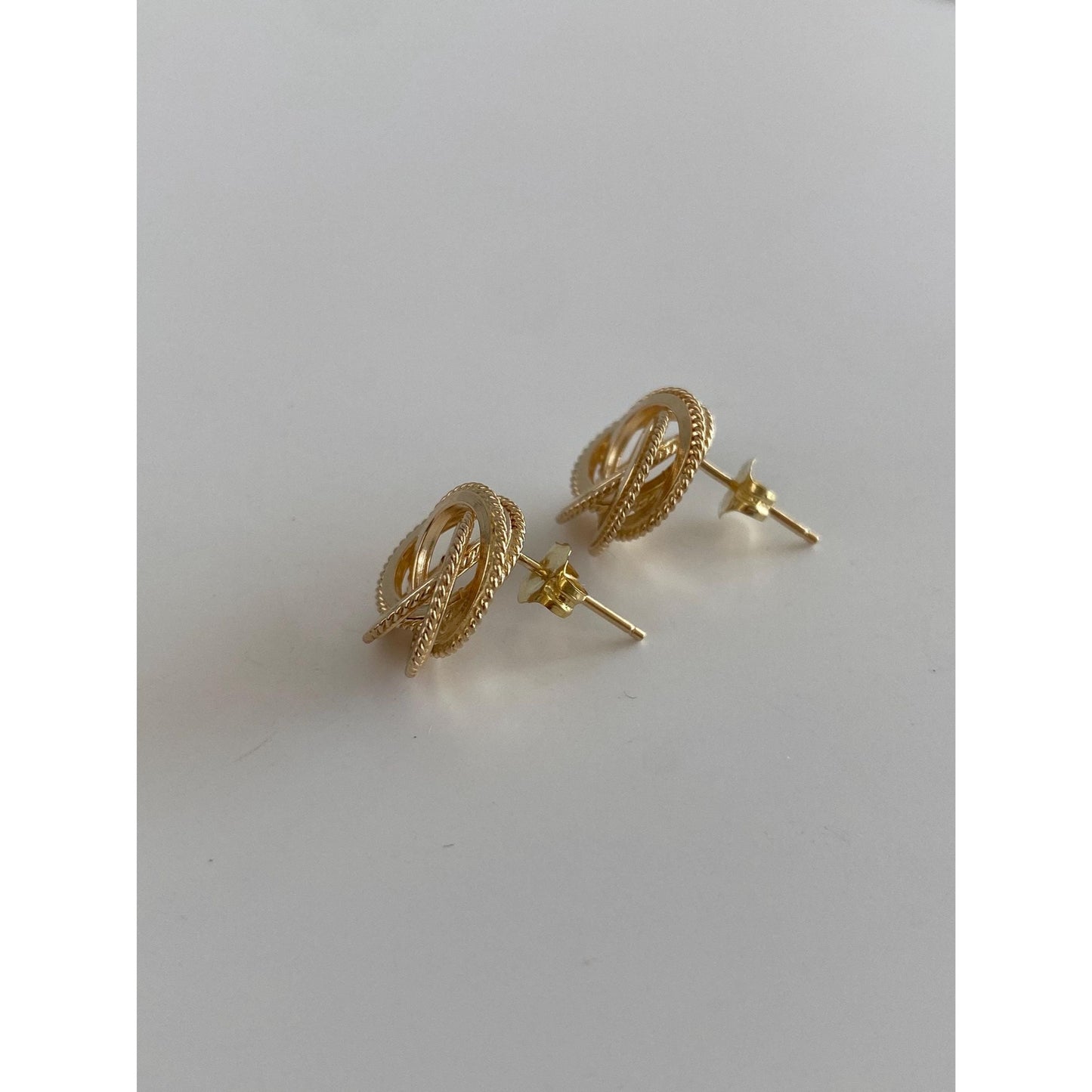 Vintage Solid 14k Yellow Gold Knot Stud Earrings