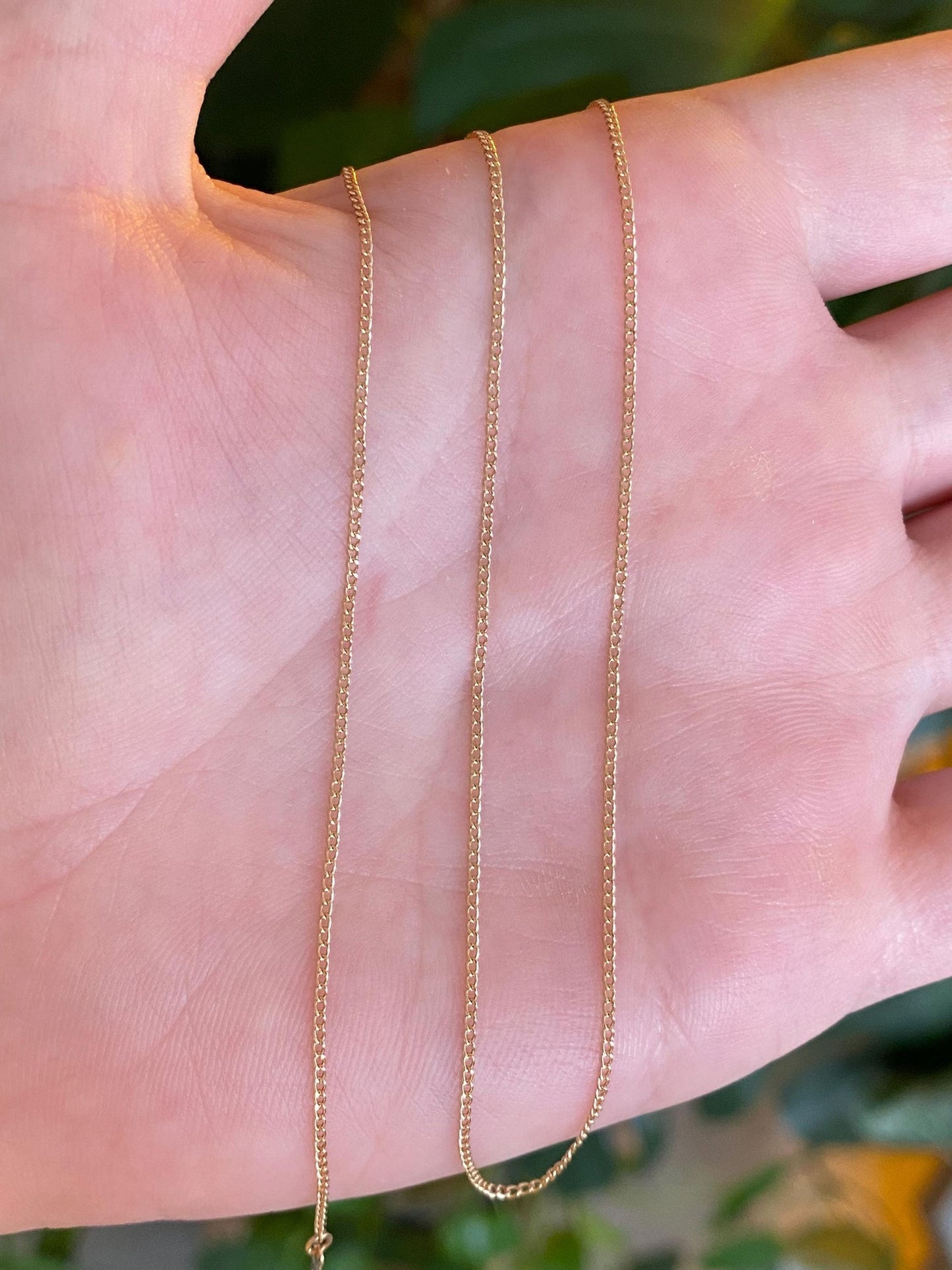 Vintage Solid 14k Yellow Gold Dainty Curb Chain Necklace - 16 inches