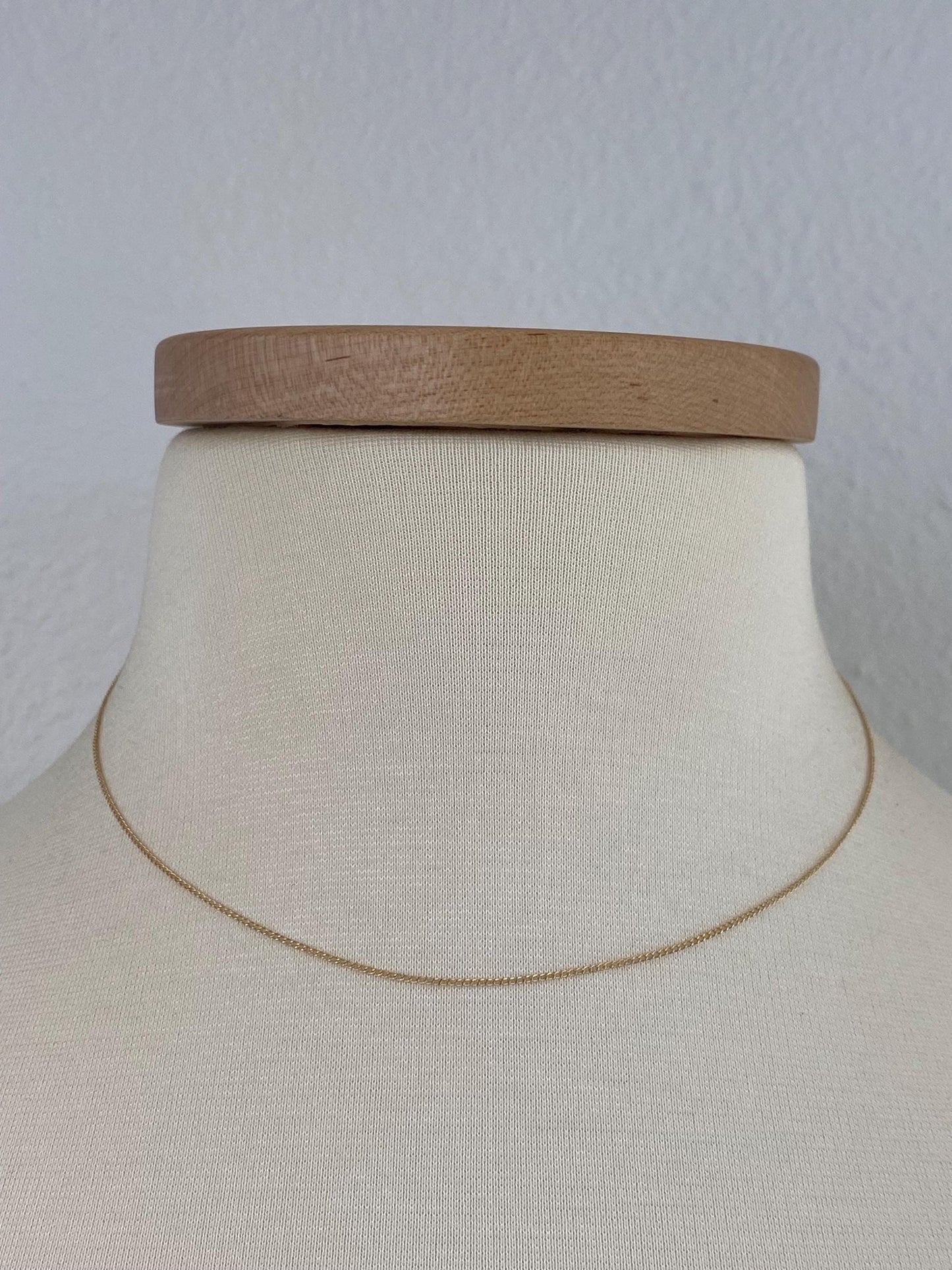 Vintage Solid 14k Yellow Gold Dainty Curb Chain Necklace - 16 inches