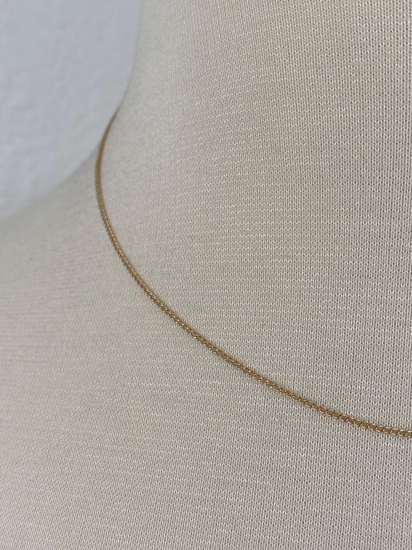 Vintage Solid 14k Yellow Gold Dainty Curb Chain Necklace - 16 inches