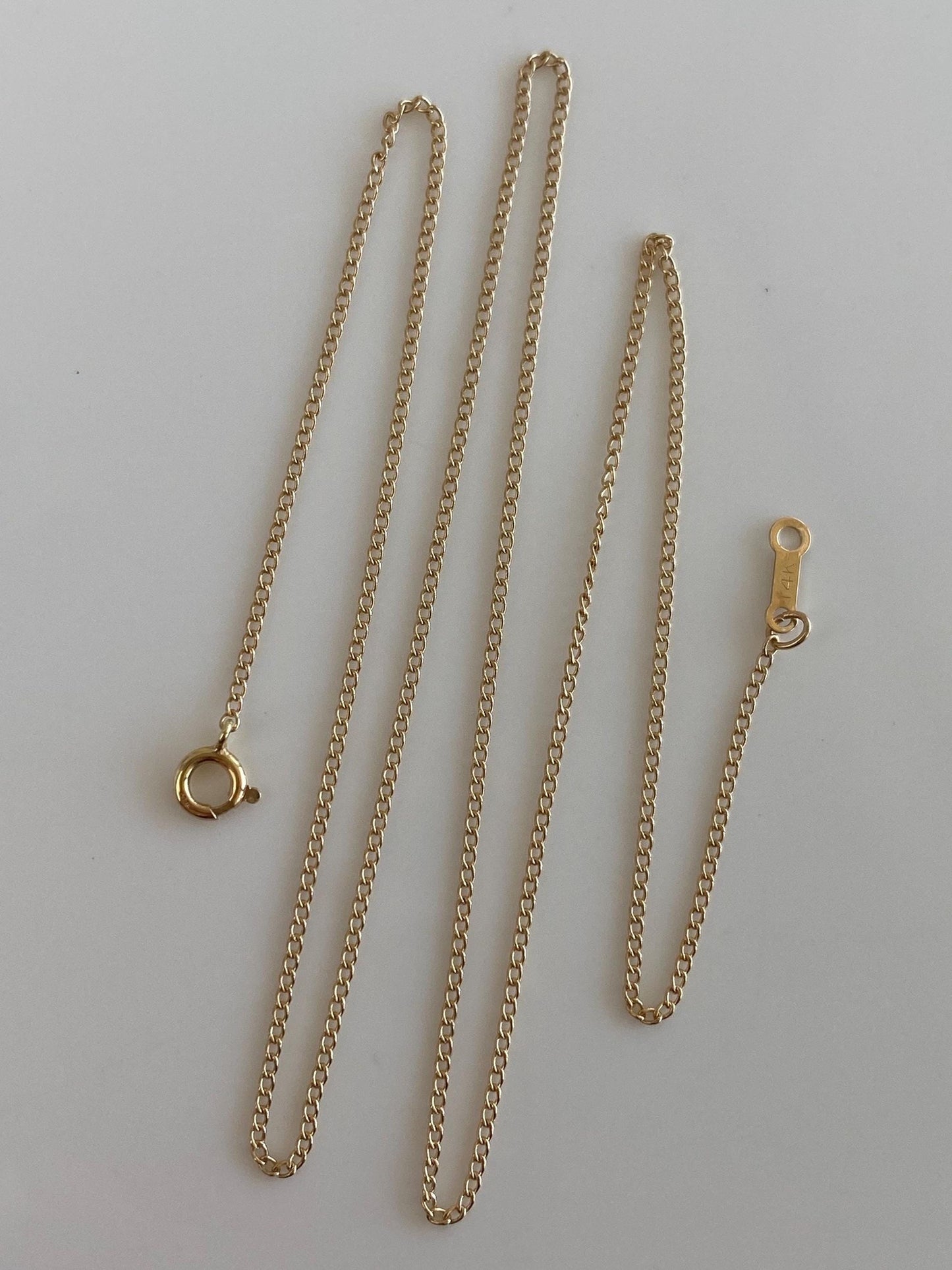 Vintage Solid 14k Yellow Gold Dainty Curb Chain Necklace - 16 inches