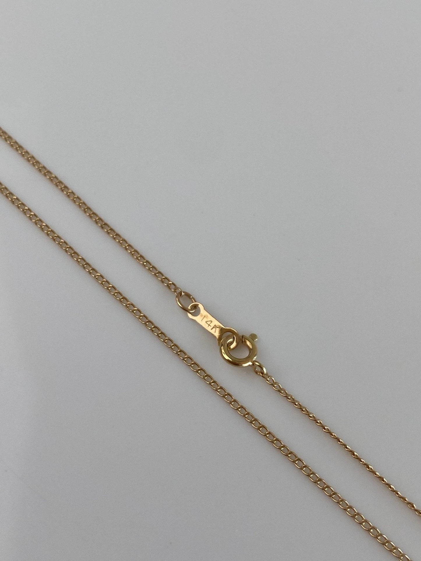 Vintage Solid 14k Yellow Gold Dainty Curb Chain Necklace - 16 inches