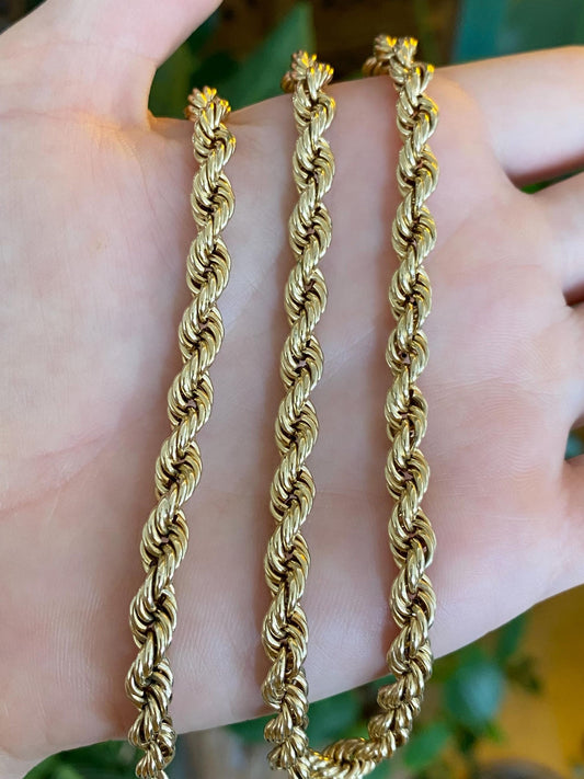 Vintage 14k Yellow Gold Chunky Rope Chain Necklace - 20.25 inches