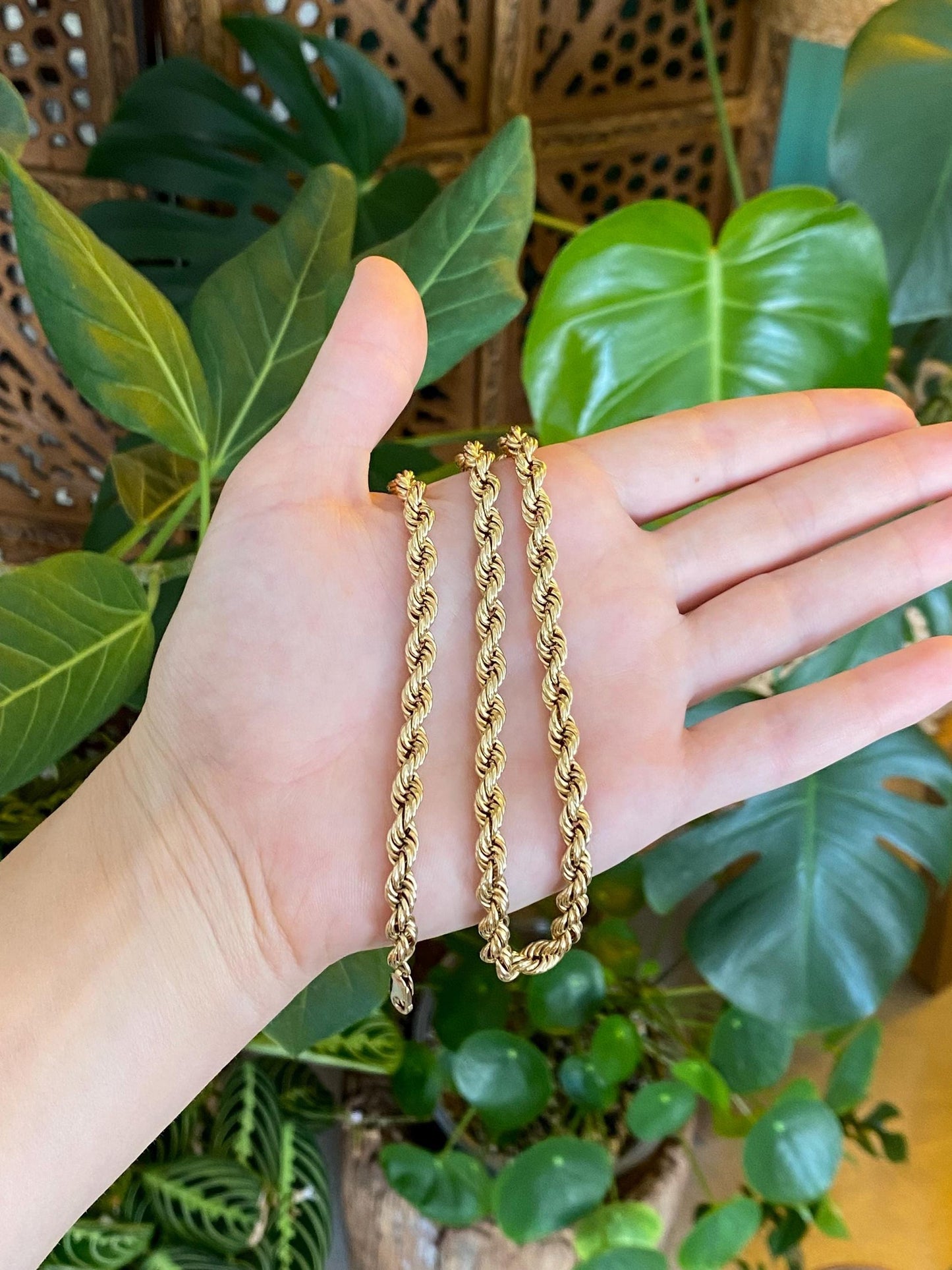 Vintage 14k Yellow Gold Chunky Rope Chain Necklace - 20.25 inches