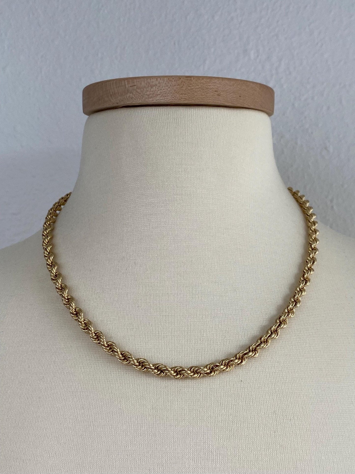 Vintage 14k Yellow Gold Chunky Rope Chain Necklace - 20.25 inches