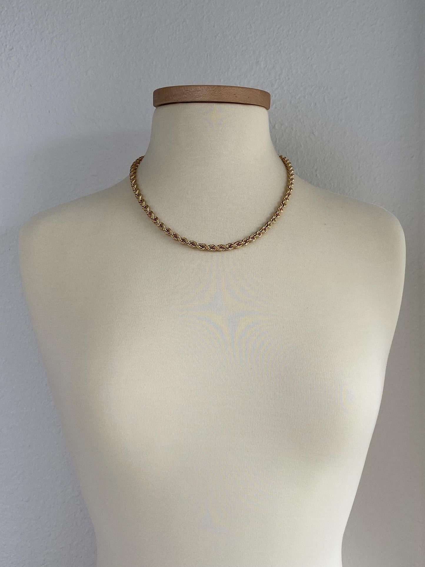 Vintage 14k Yellow Gold Chunky Rope Chain Necklace - 20.25 inches