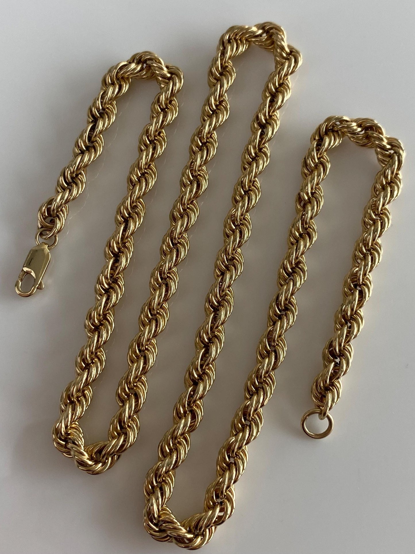 Vintage 14k Yellow Gold Chunky Rope Chain Necklace - 20.25 inches