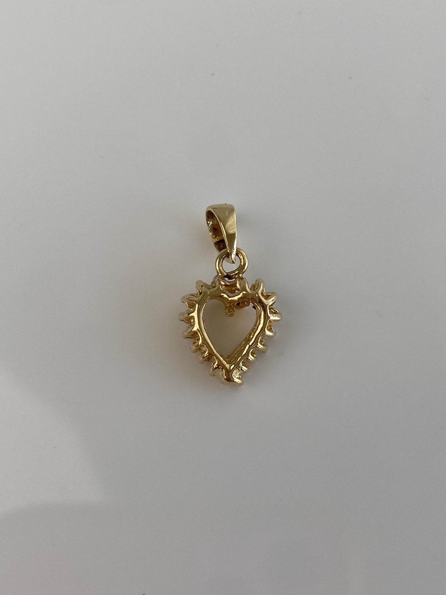 Vintage Solid 14k Yellow Gold Cubic Zirconia Heart Charm