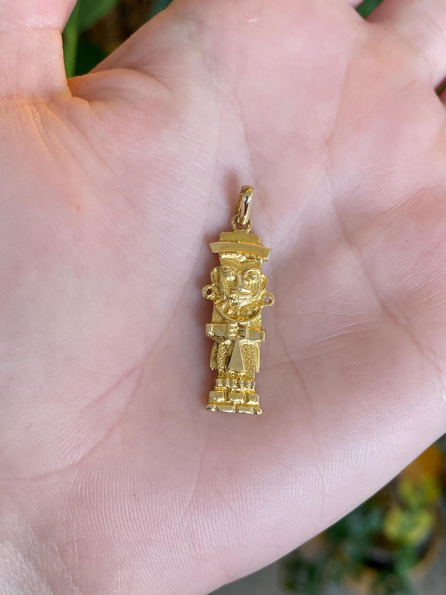 Vintage Solid 14k Yellow Gold Peruvian Statue Charm