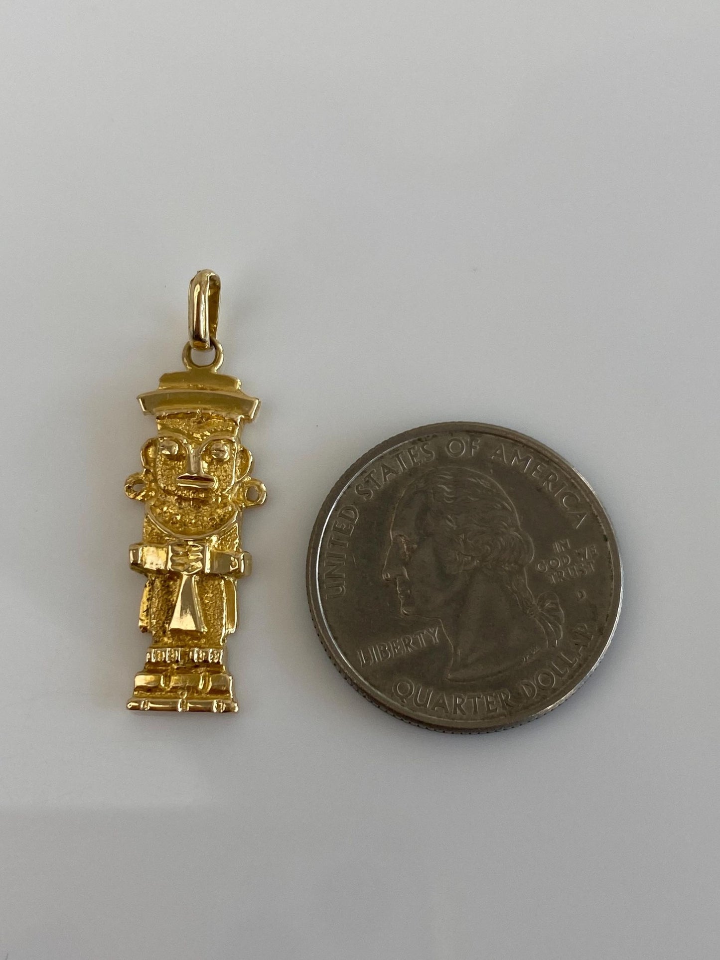 Vintage Solid 14k Yellow Gold Peruvian Statue Charm