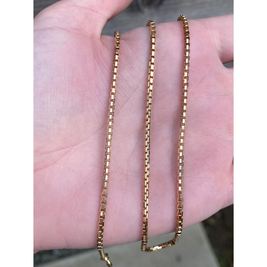 Solid 18k Yellow Gold Chunky Box Chain Necklace - 19.75 inches