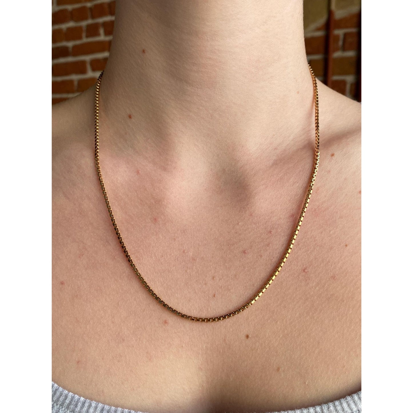 Solid 18k Yellow Gold Chunky Box Chain Necklace - 19.75 inches