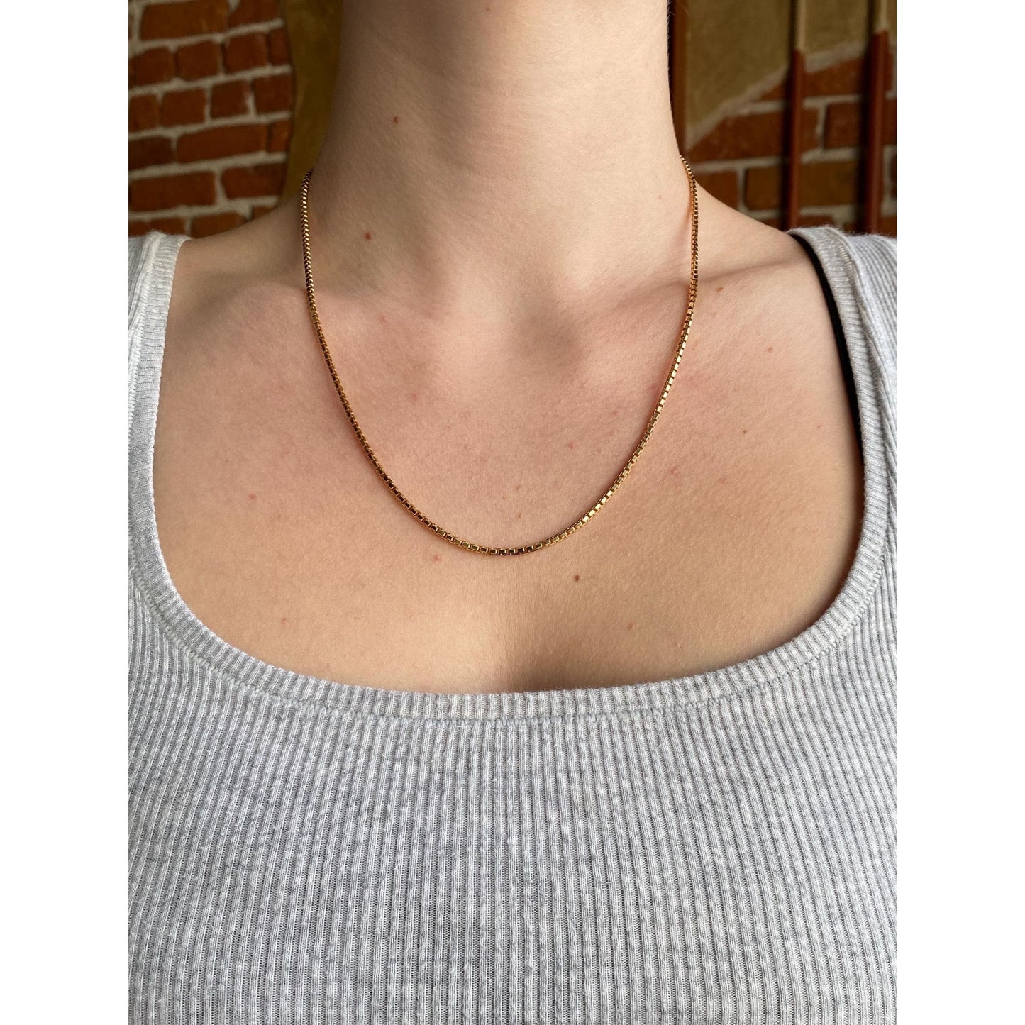 Solid 18k Yellow Gold Chunky Box Chain Necklace - 19.75 inches