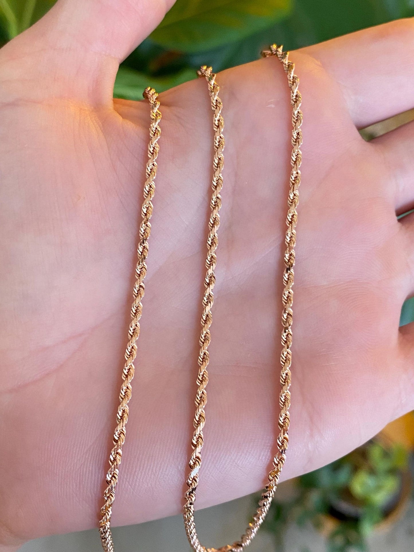Vintage Solid 14k Rose Gold Diamond Cut Rope Chain Necklace - 19.75 inches