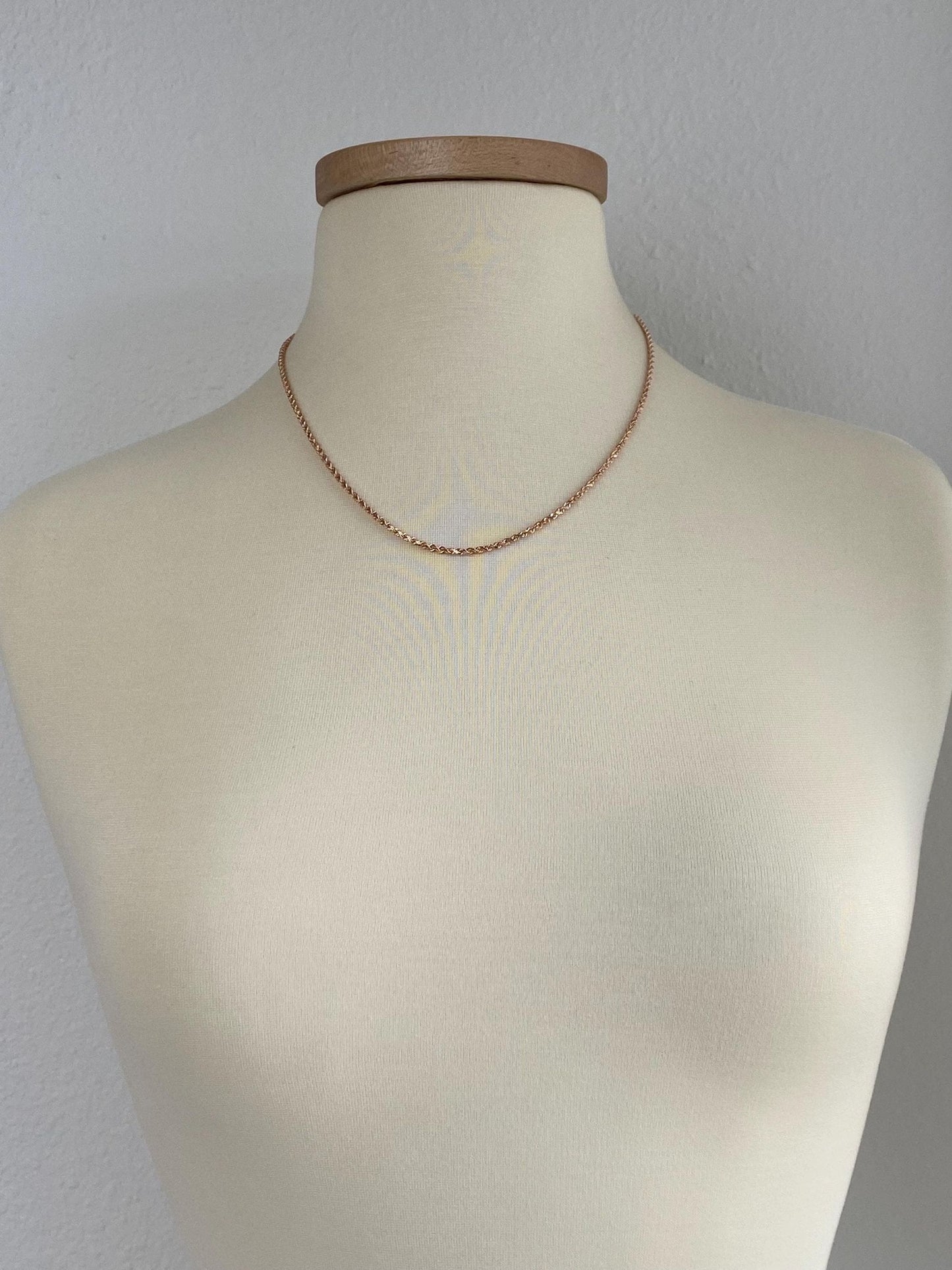 Vintage Solid 14k Rose Gold Diamond Cut Rope Chain Necklace - 19.75 inches