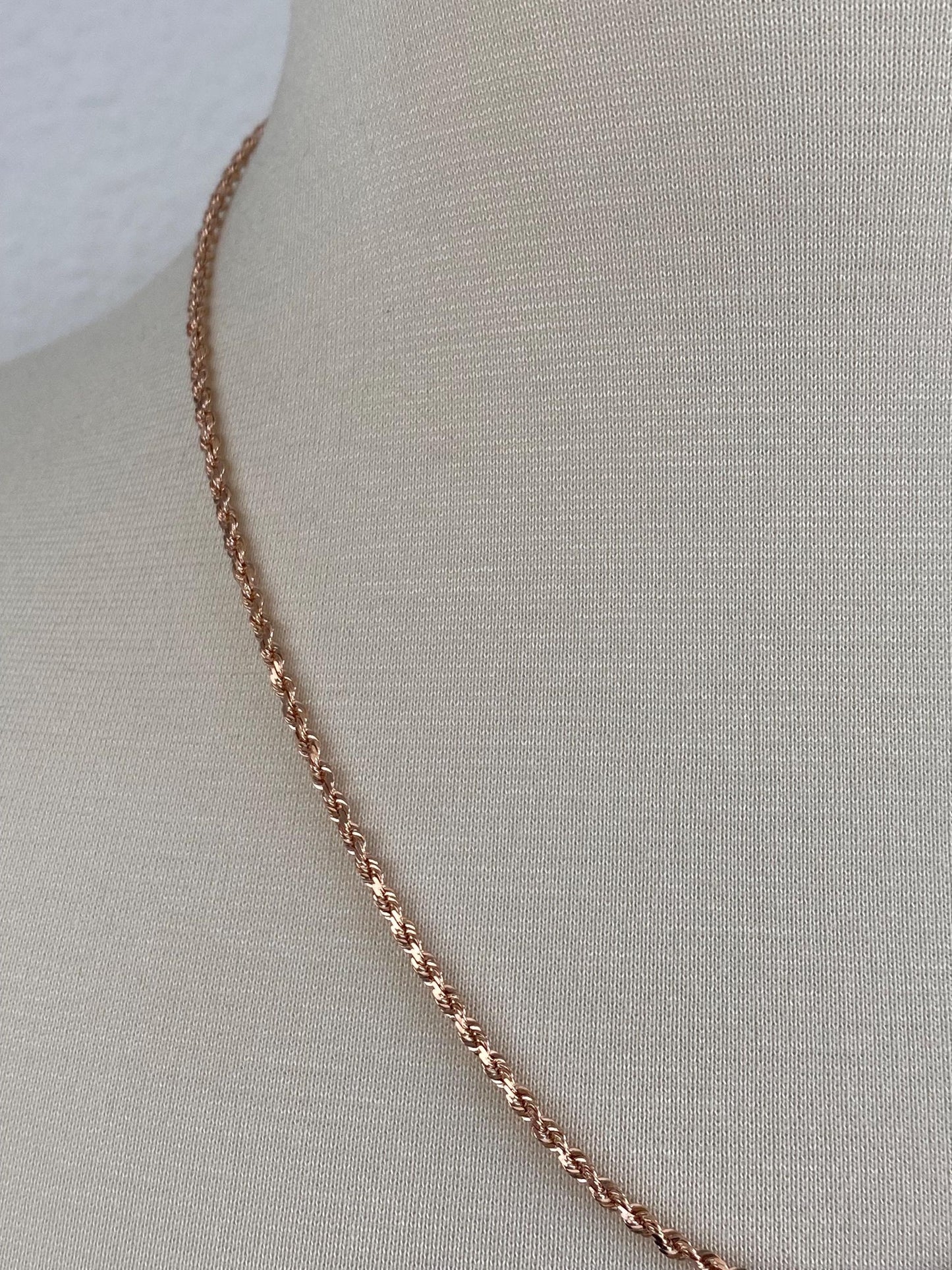 Vintage Solid 14k Rose Gold Diamond Cut Rope Chain Necklace - 19.75 inches