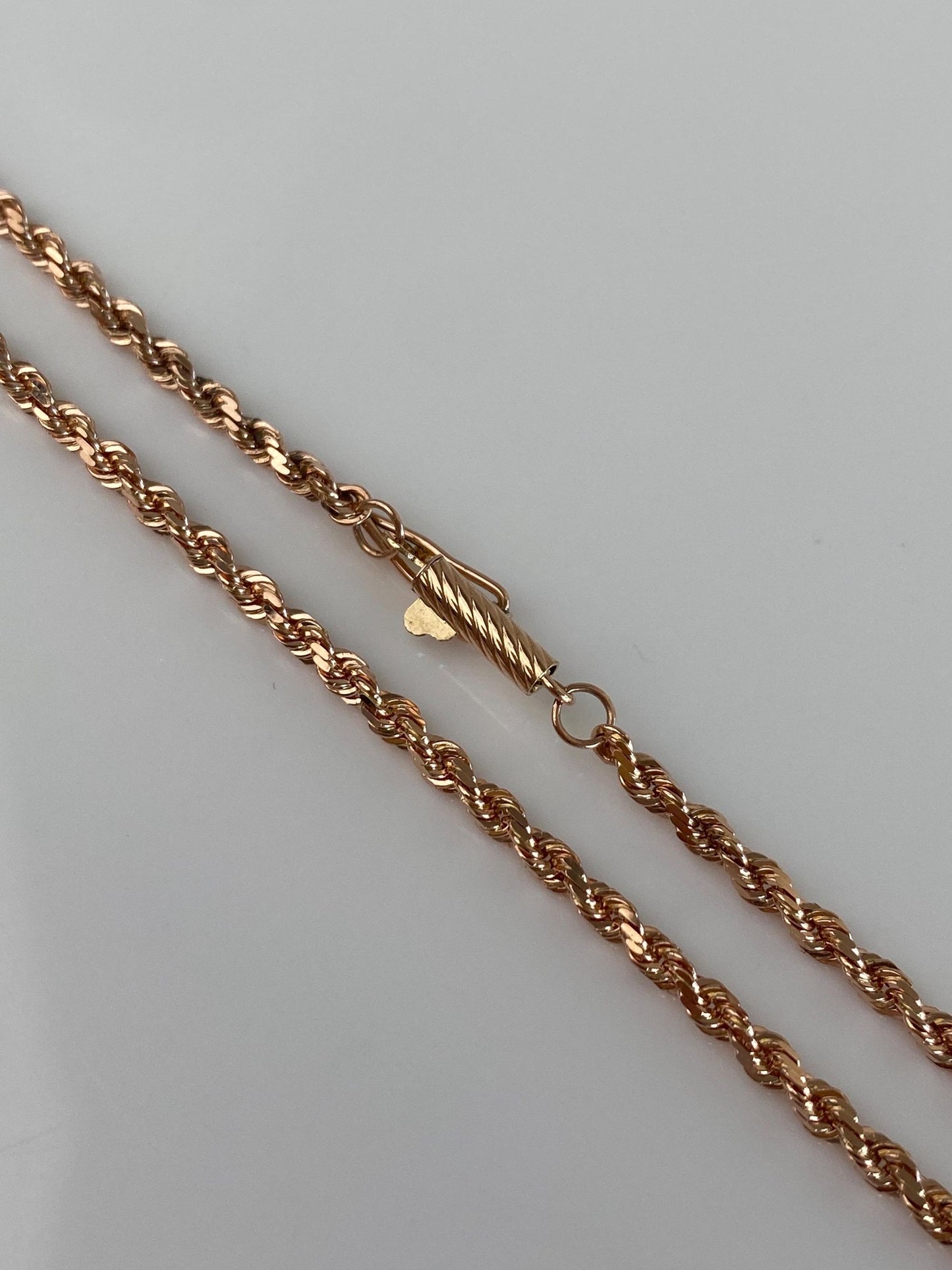 Vintage Solid 14k Rose Gold Diamond Cut Rope Chain Necklace - 19.75 inches