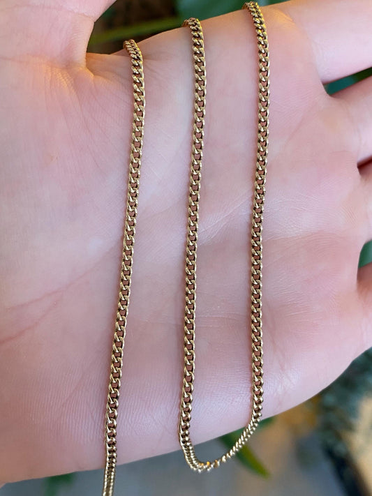 Vintage Solid 14k Yellow Gold Curb Chain Necklace - 20 inches