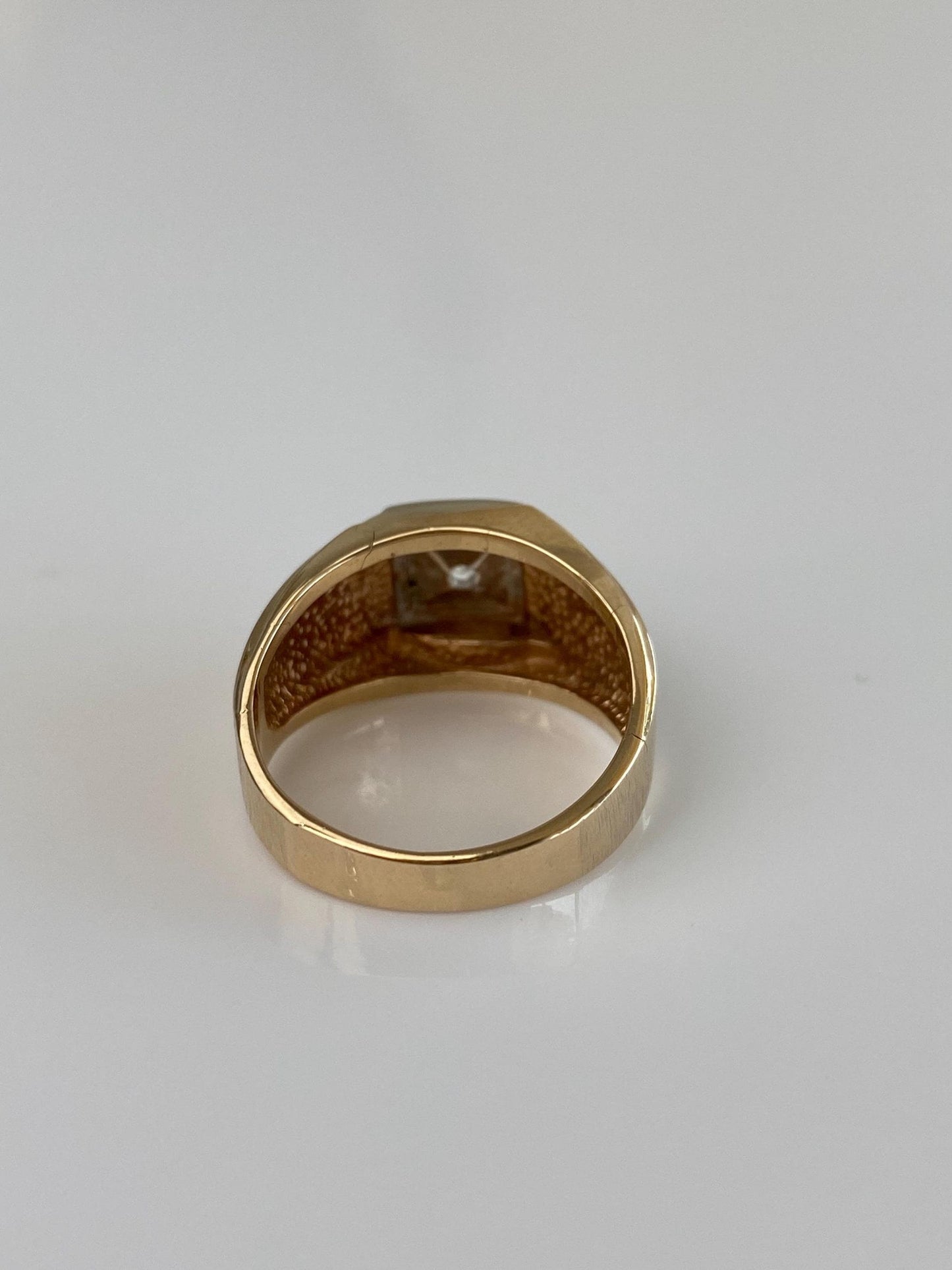 Vintage Solid 14k White & Yellow Gold Diamond Ring Band - Size 8