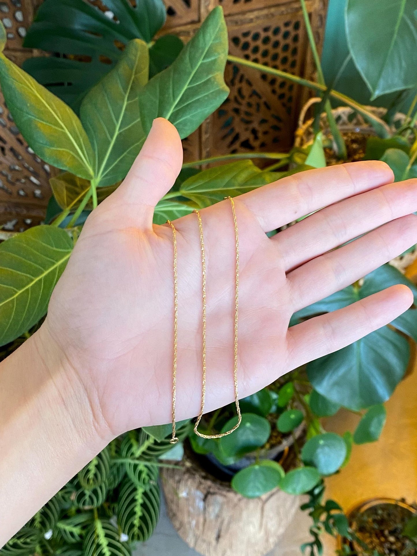 Vintage Solid 14k Yellow Gold Twist Style Chain Necklace - 20 inches
