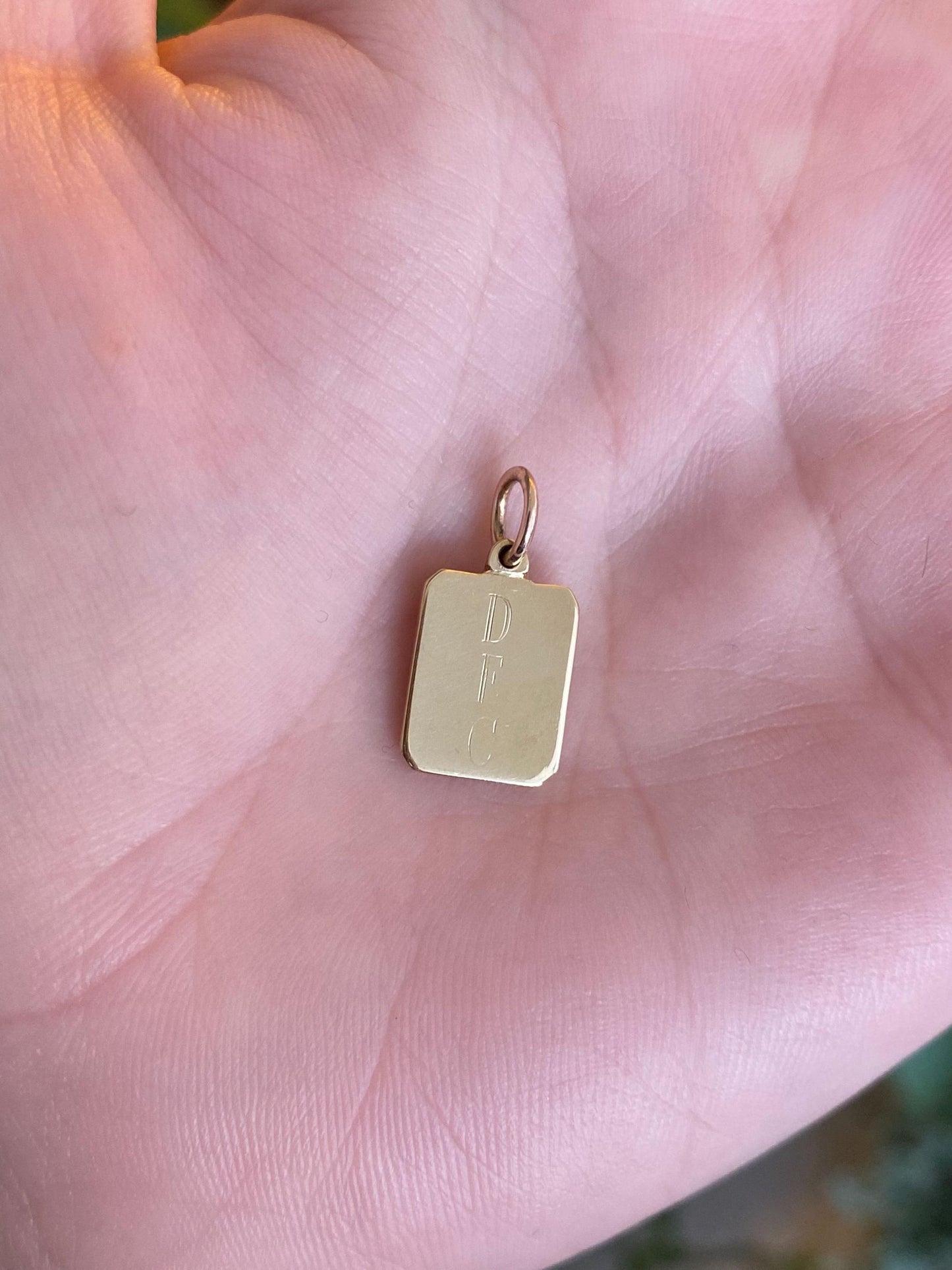 Vintage Solid 12k Yellow Gold Initial DEA Charm