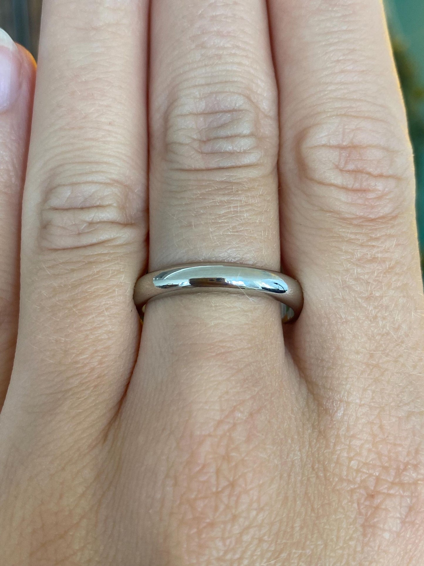 Vintage Solid 14k White Gold Ring Band - Size 10.25