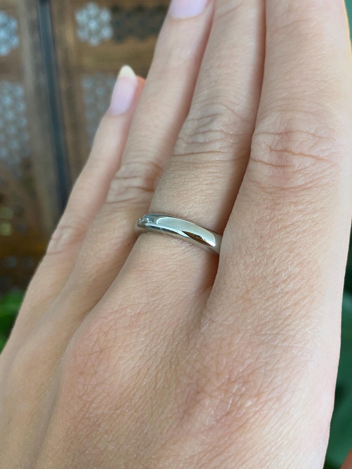 Vintage Solid 14k White Gold Ring Band - Size 10.25