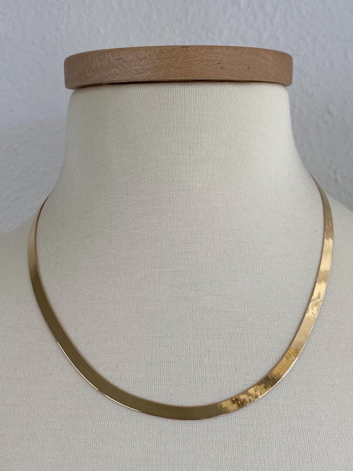 Vintage Solid 14k Yellow Gold Herringbone Chain Necklace - 20 inches