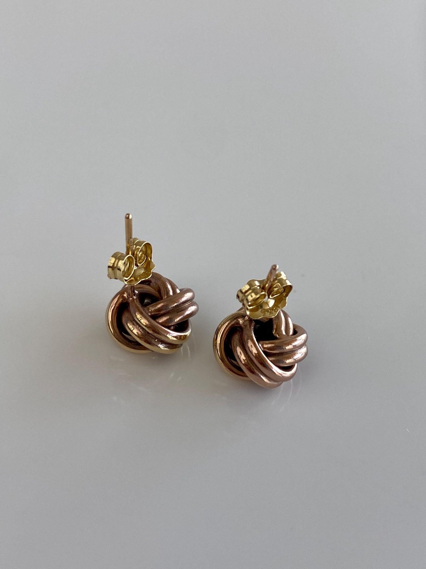 Vintage 18k Rosey Gold Knot Stud Earrings