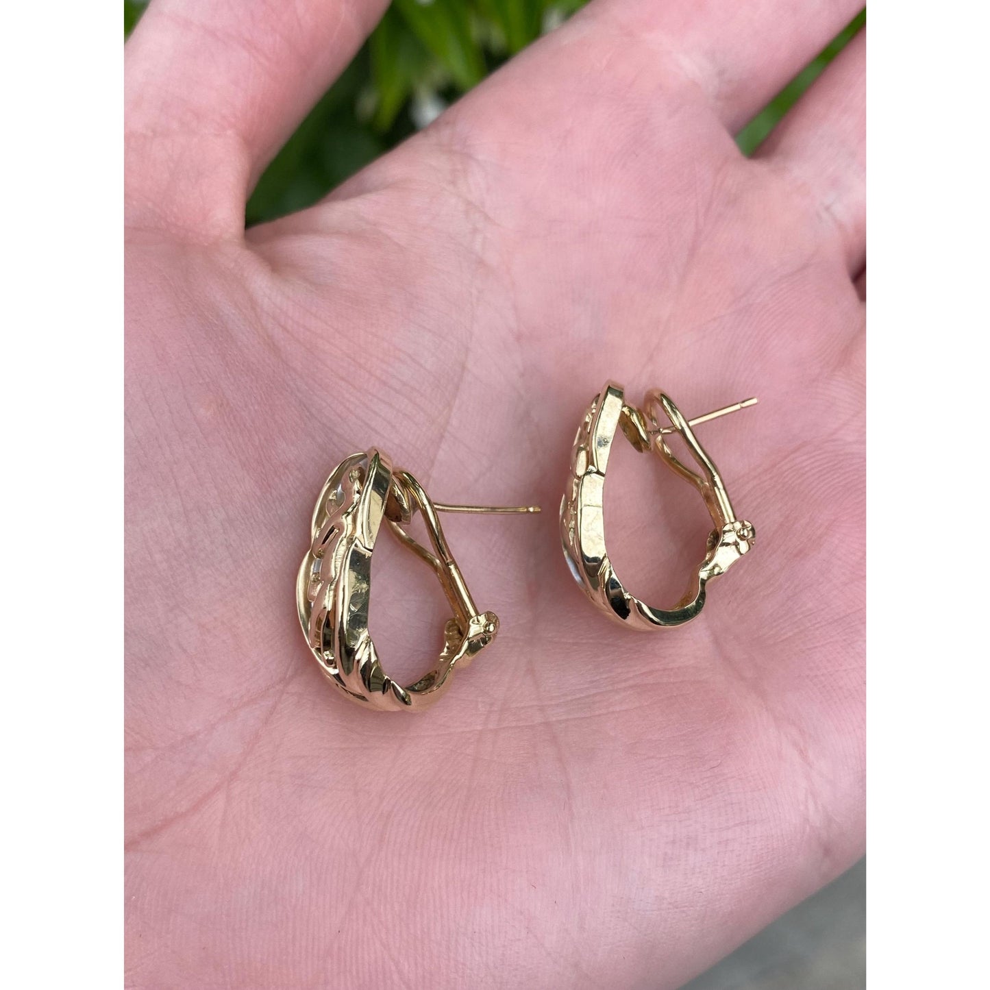 Vintage Solid 14k White & Yellow Gold Jaguar Drop Earrings