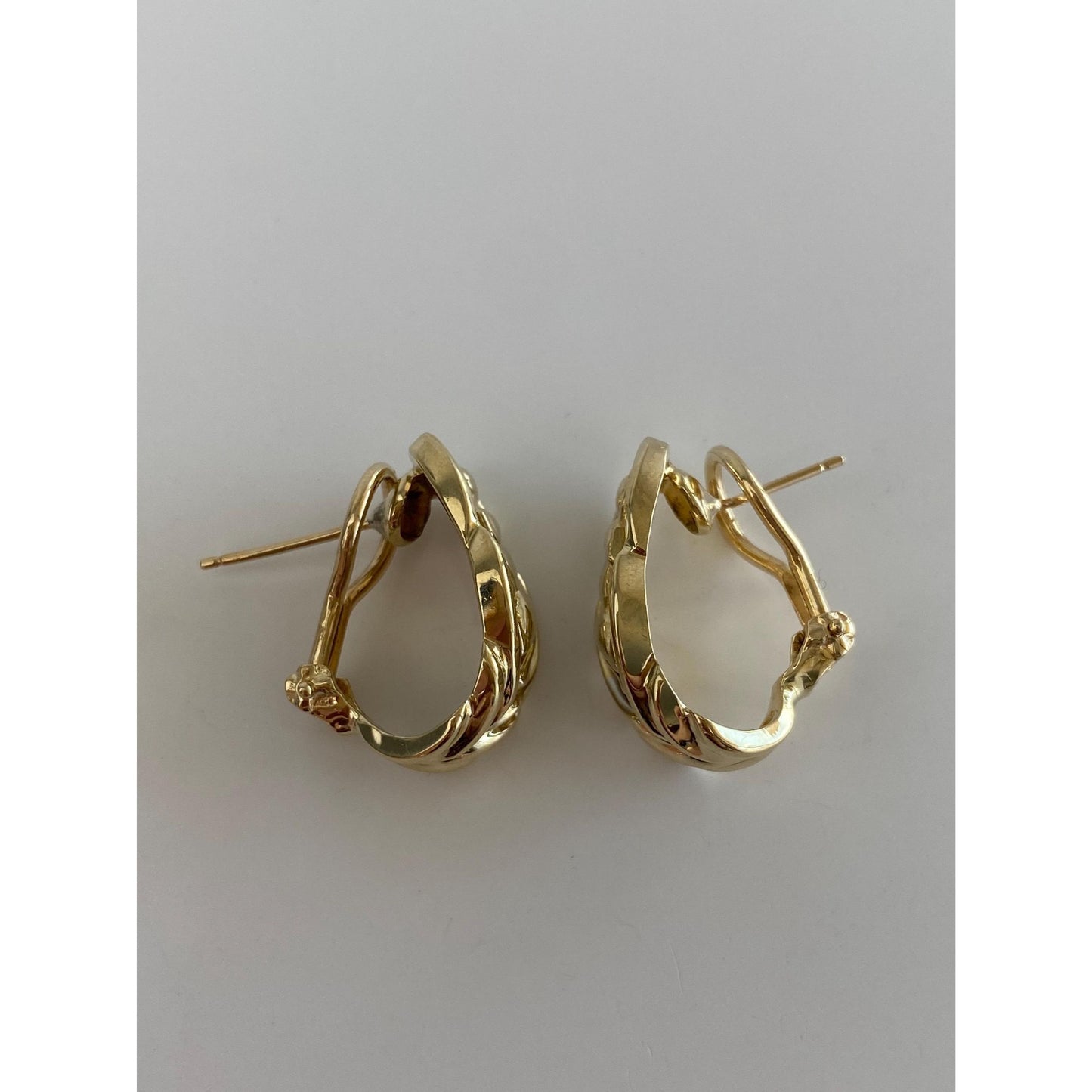 Vintage Solid 14k White & Yellow Gold Jaguar Drop Earrings