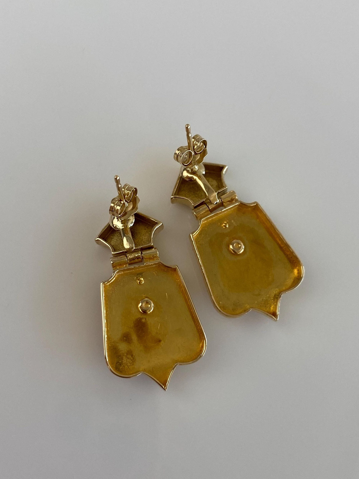 Vintage Solid 14k Yellow Gold Hinged Dangle Stud Earrings
