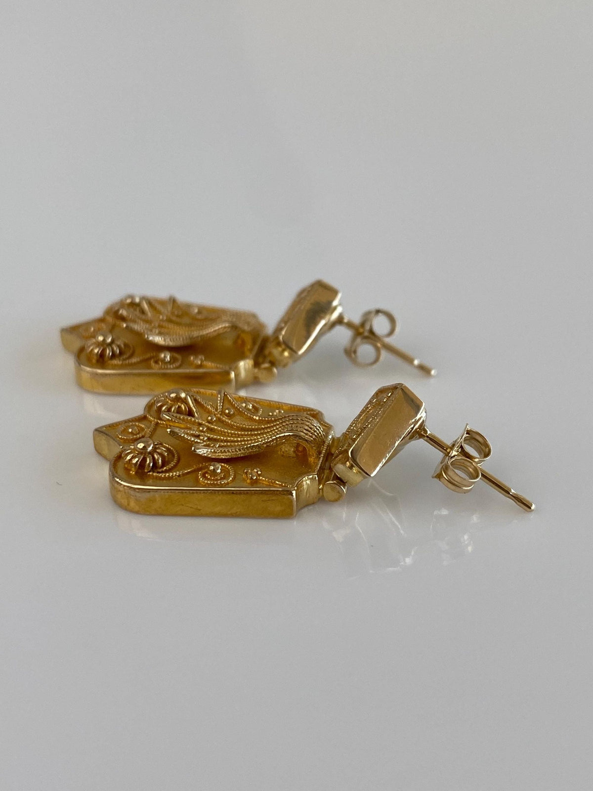 Vintage Solid 14k Yellow Gold Hinged Dangle Stud Earrings
