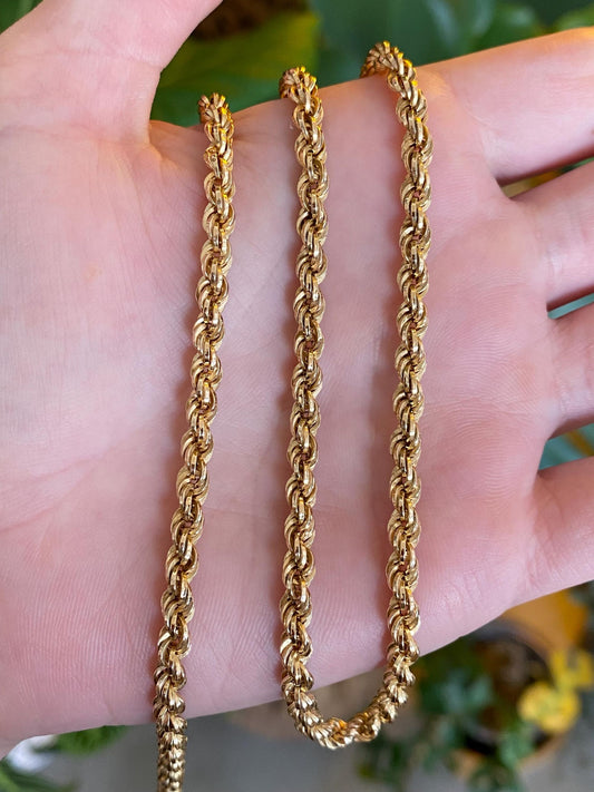 Vintage 18k Yellow Gold Rope Chain Necklace - 24 inches