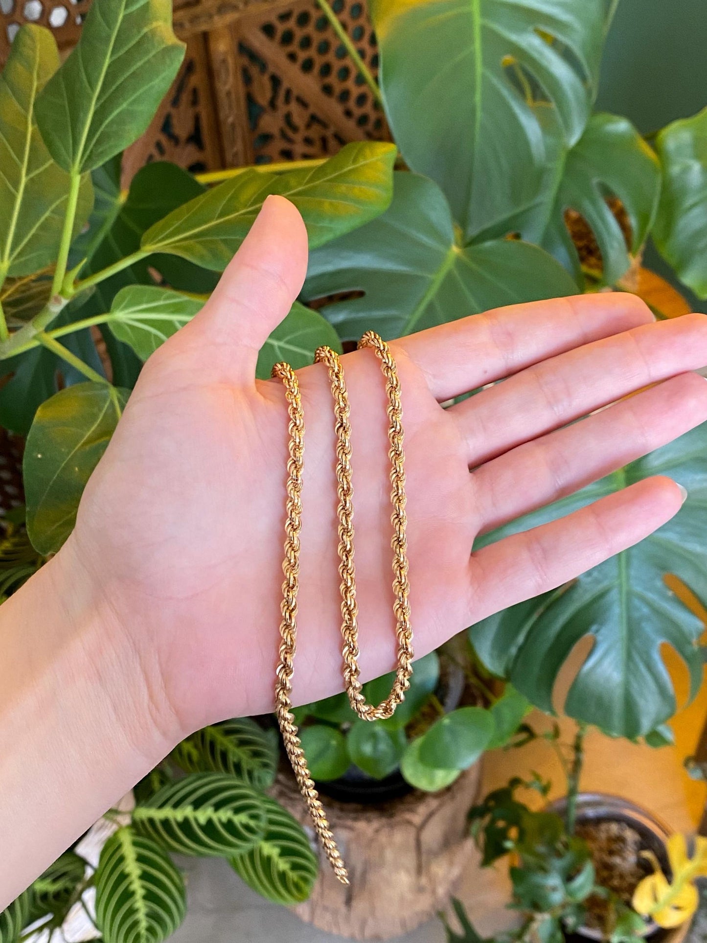 Vintage 18k Yellow Gold Rope Chain Necklace - 24 inches