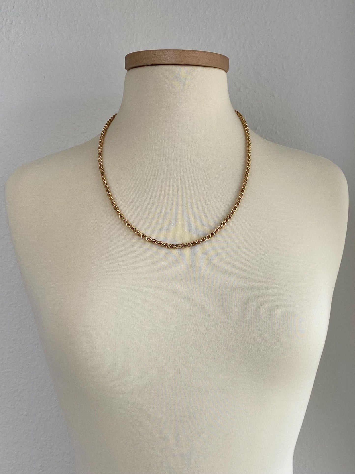 Vintage 18k Yellow Gold Rope Chain Necklace - 24 inches