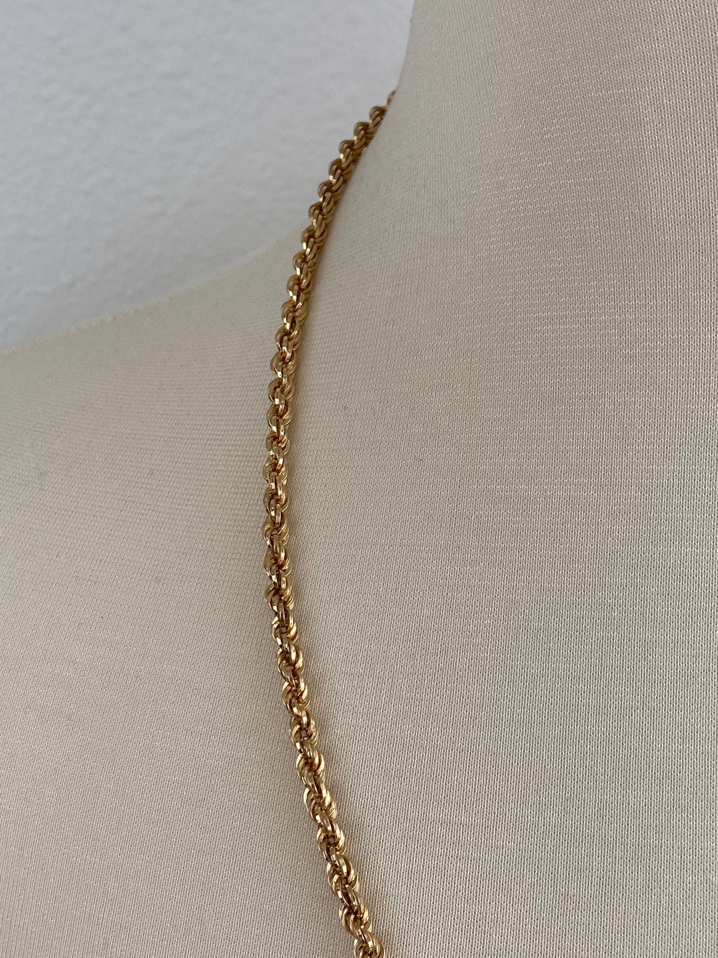 Vintage 18k Yellow Gold Rope Chain Necklace - 24 inches