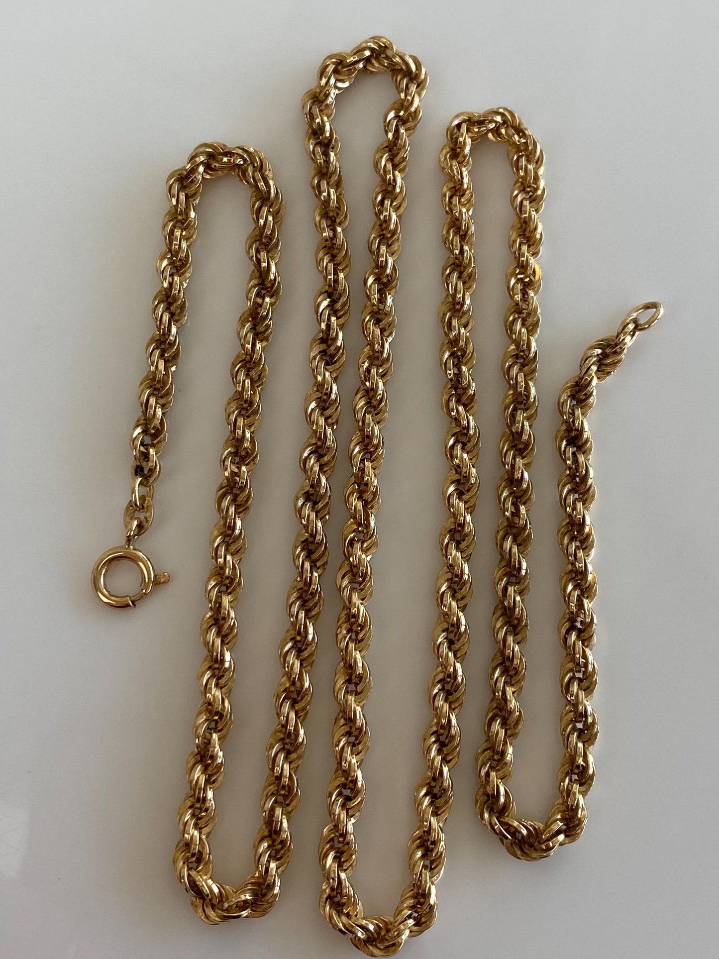 Vintage 18k Yellow Gold Rope Chain Necklace - 24 inches