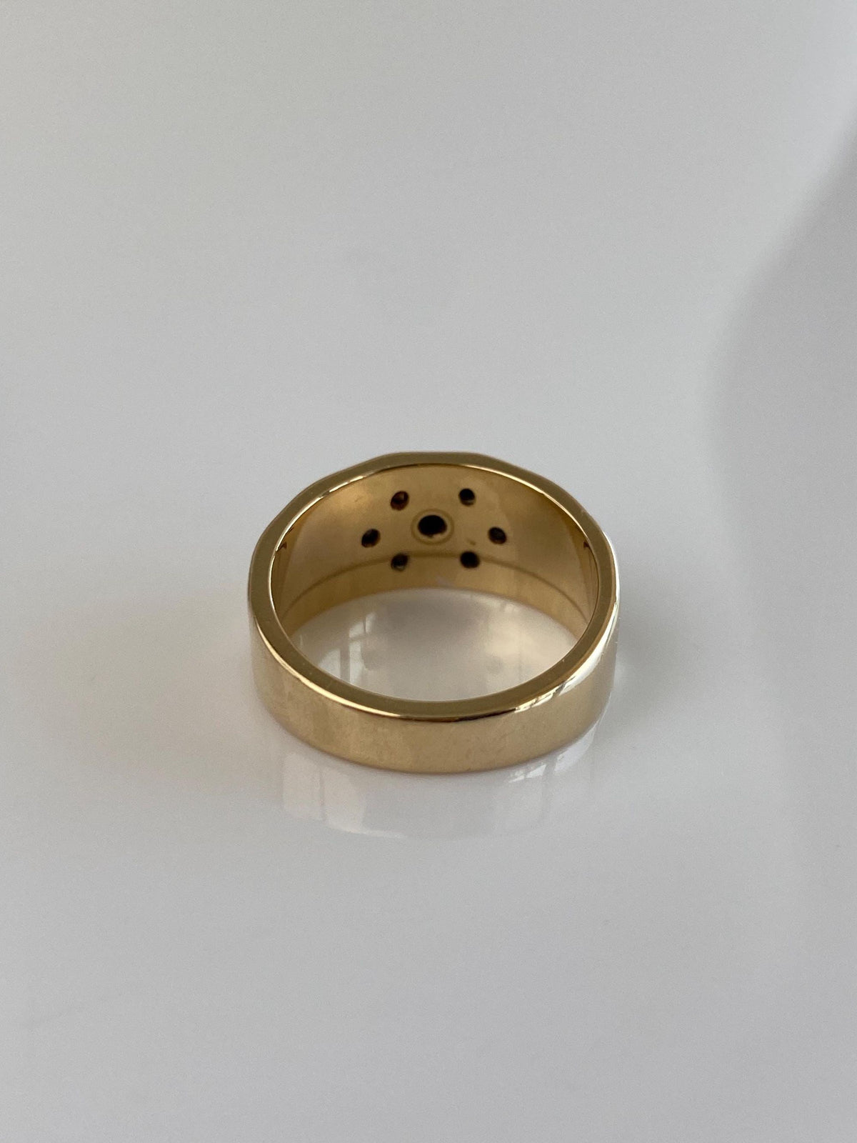 Vintage Solid 14k White & Yellow Gold Diamonds Flower Design Ring Band - Size 5.75