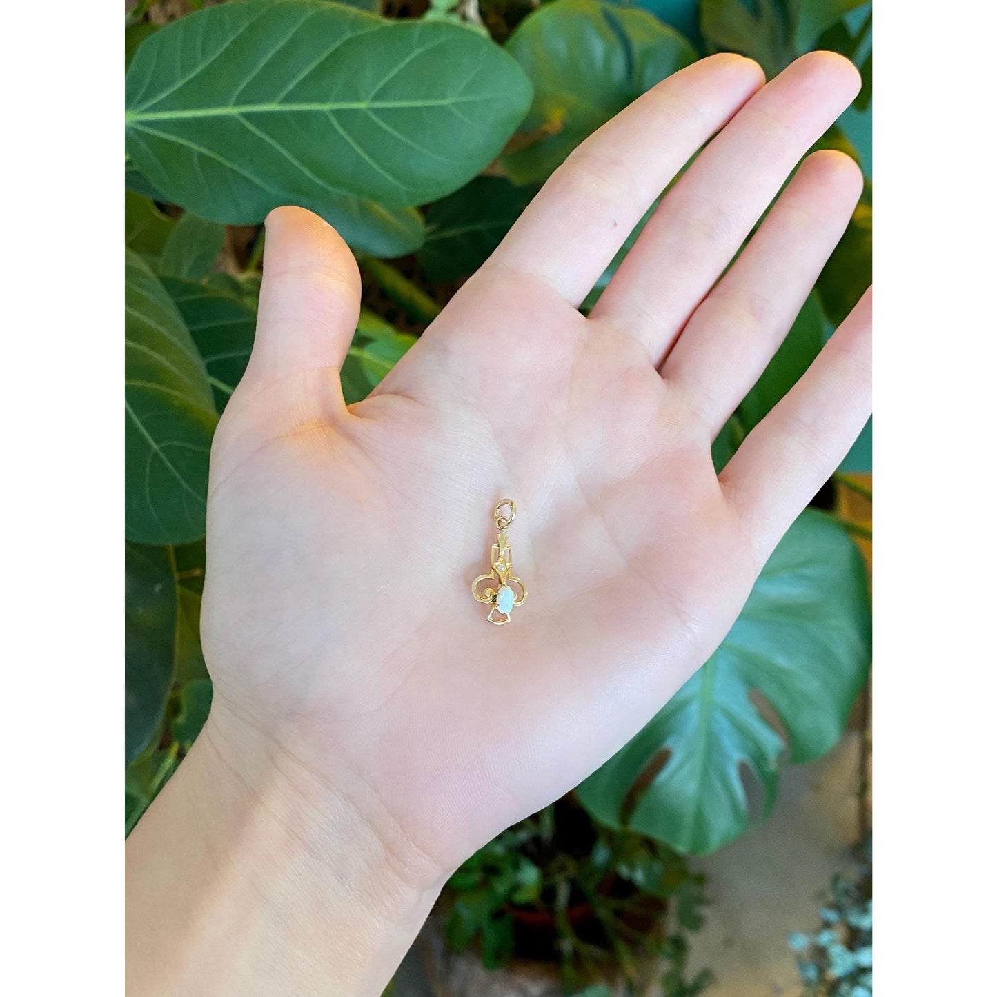 Vintage Solid 10k Yellow Gold Opal Seed Pearl Stick Pin Conversion Charm