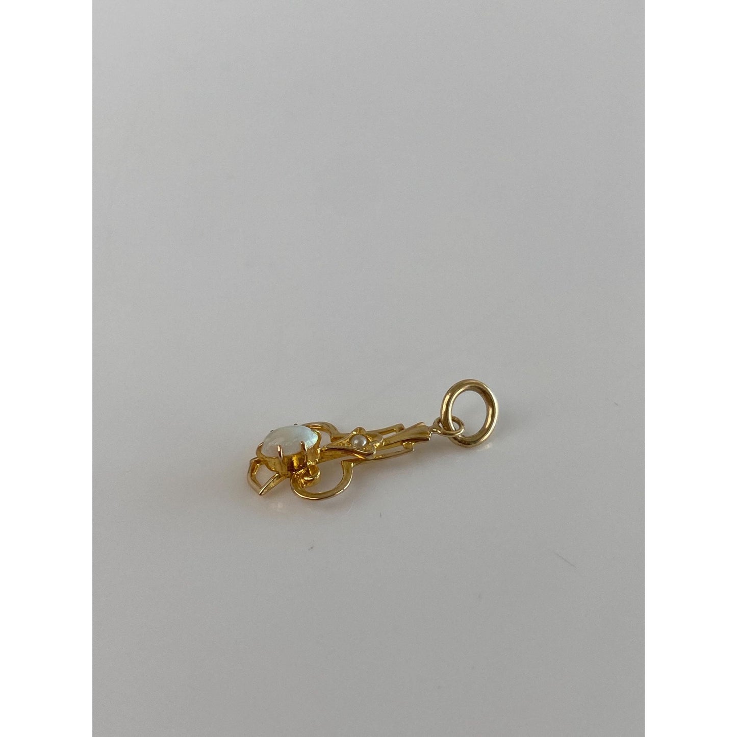 Vintage Solid 10k Yellow Gold Opal Seed Pearl Stick Pin Conversion Charm