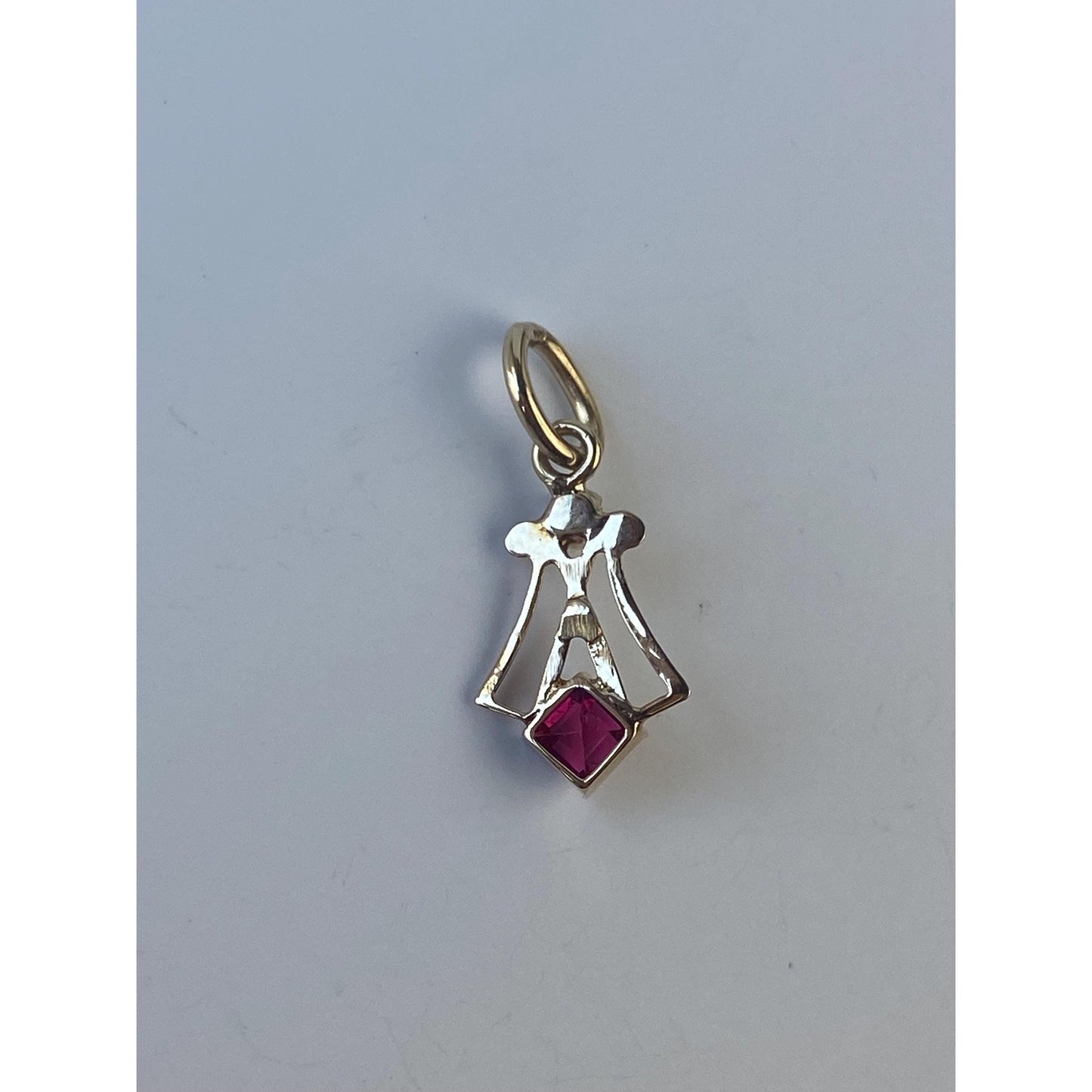 Vintage Solid 10k Yellow Gold Clear & Red Cubic Zirconia Stick Pin Conversion Charm