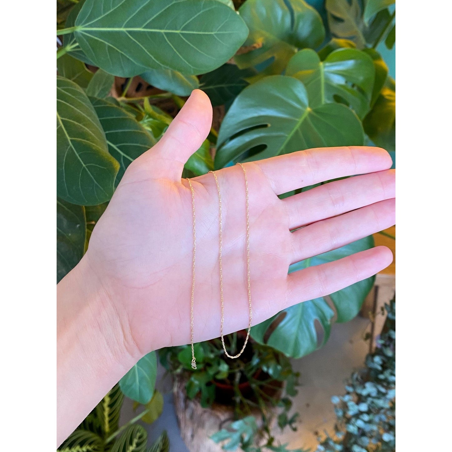 Vintage Solid 14k Yellow Gold Dainty Chain Necklace - 18.25 inches