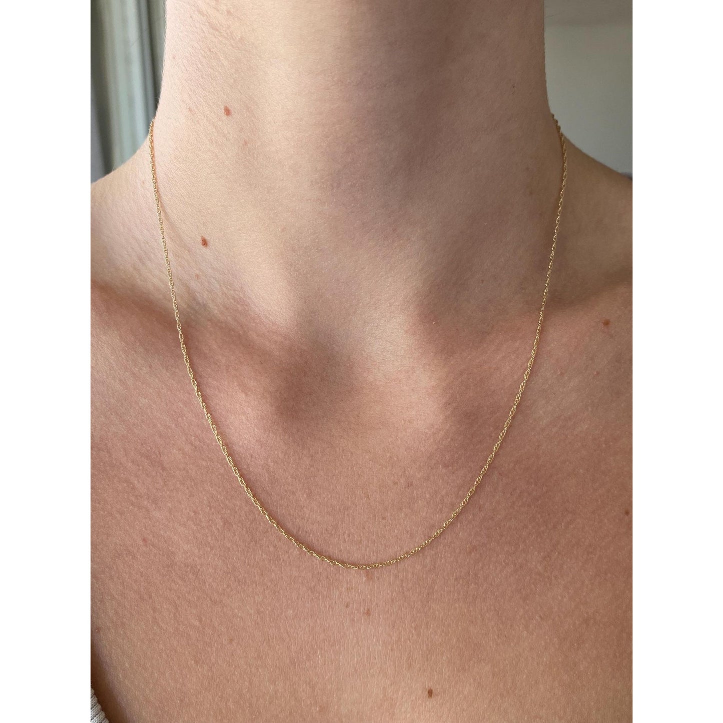 Vintage Solid 14k Yellow Gold Dainty Chain Necklace - 18.25 inches