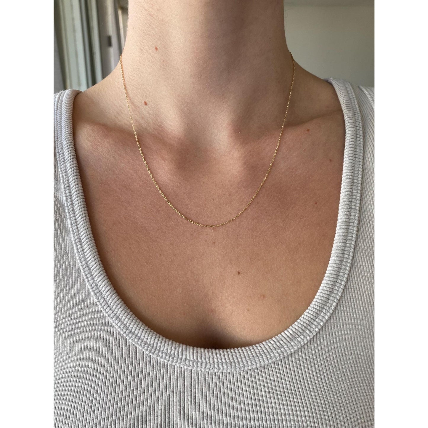 Vintage Solid 14k Yellow Gold Dainty Chain Necklace - 18.25 inches