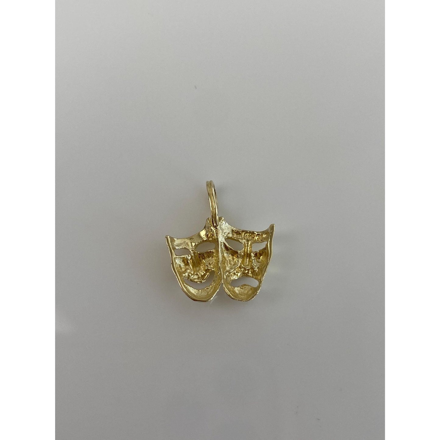 Vintage Solid 14k Yellow Gold Diamond Cut Comedy Tragedy Mask Charm